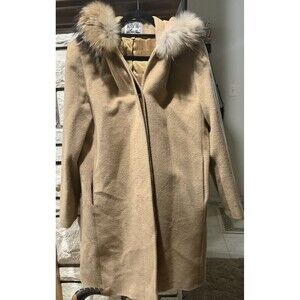 Blassport Bill Blass Trench Coat Sz 8 100% Camel Hair Penny Lane Preppy Classic